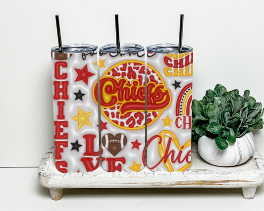 Love KC Chiefs 20 oz Skinny Sublimation Tumbler