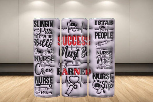 Nurse Inflated 20 oz Skinny Sublimation Tumbler