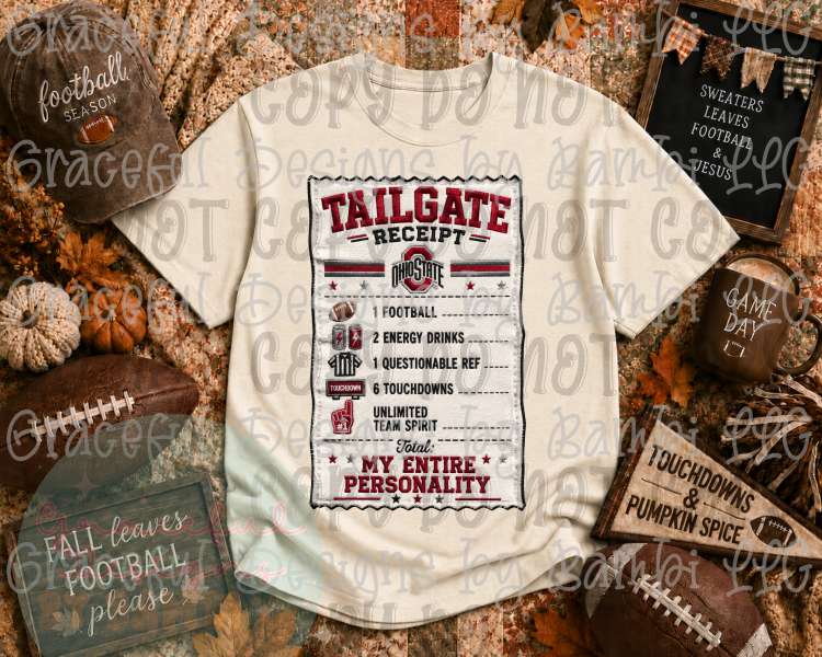 Faux Embroidery Tailgate Receipt College Collection
