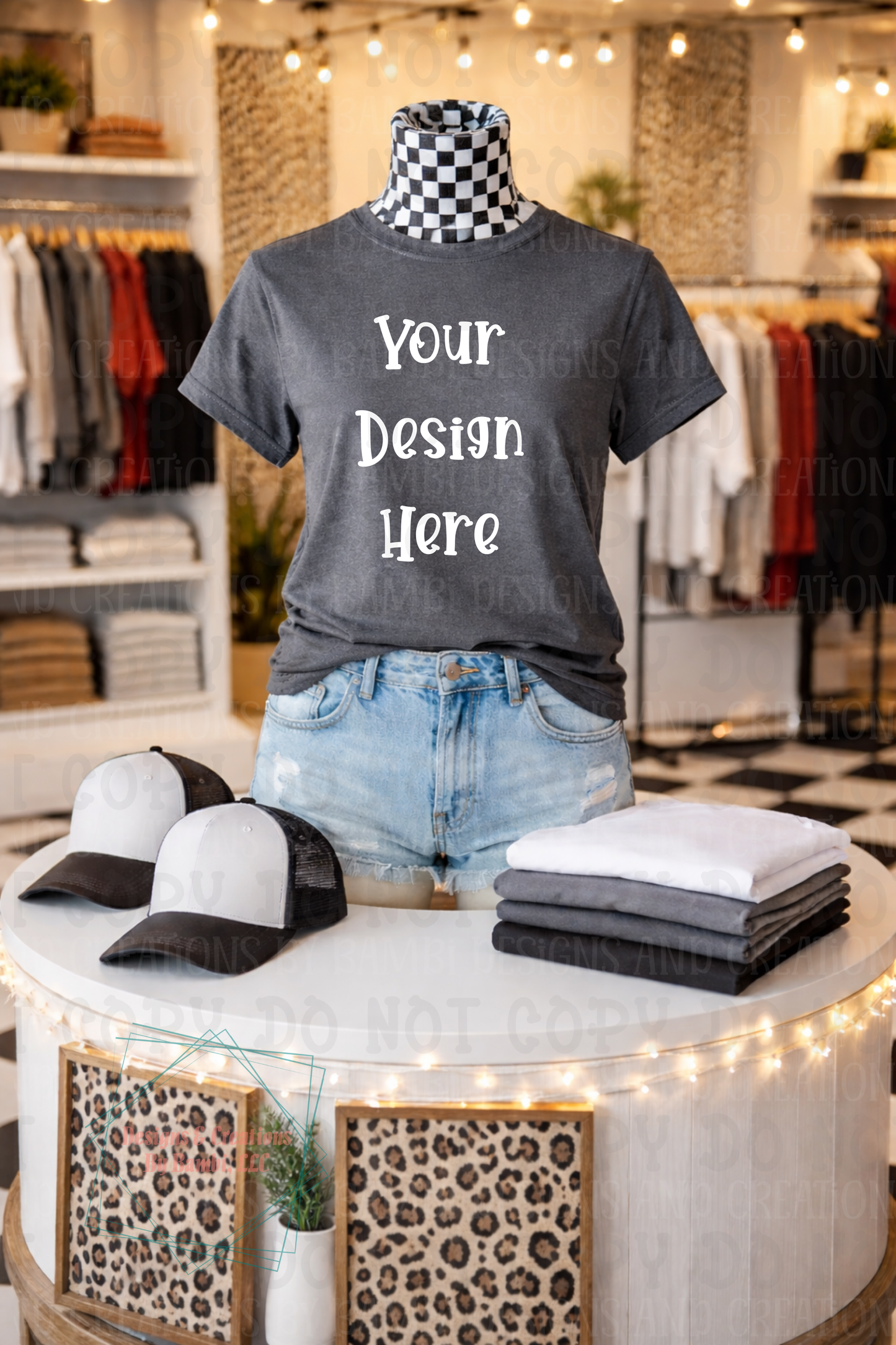Boutique Checkered Style Tshirt Apparel Mock Ups