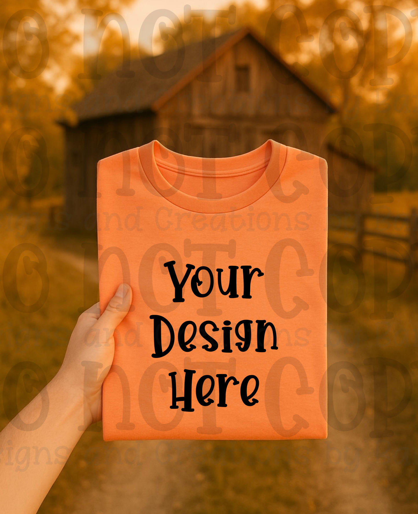 Rustic Barn Holding Folded Tshirt Apparel Mock Ups