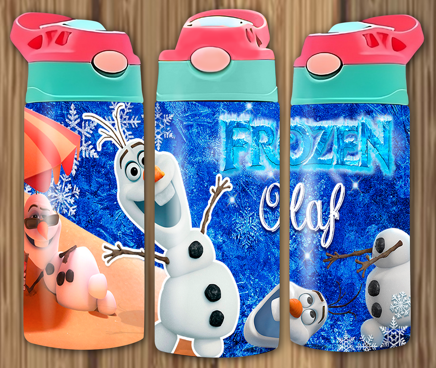 Olaf Showing Off 12oz Flip Top Sublimation Tumbler
