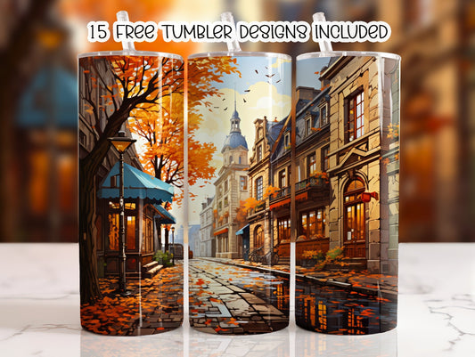 Let's Take a Stroll Fall Scene 20 oz Skinny Sublimation Tumbler