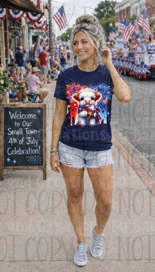 Patriotic Highland Cow 2