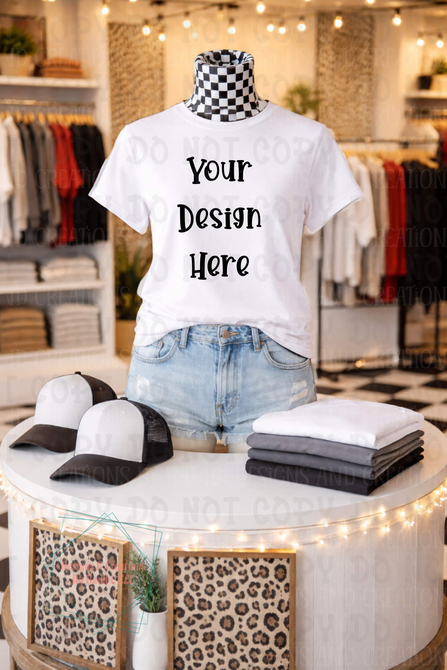 Boutique Checkered Style Tshirt Apparel Mock Ups