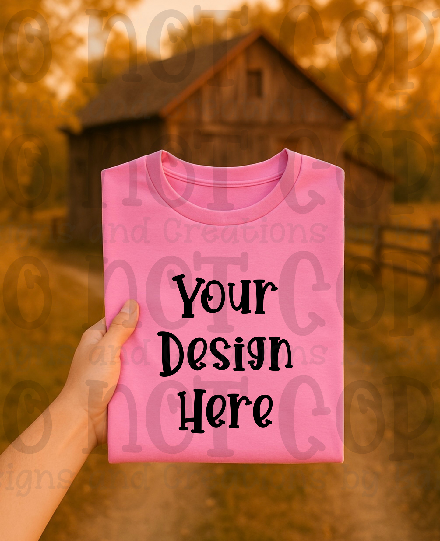 Rustic Barn Holding Folded Tshirt Apparel Mock Ups