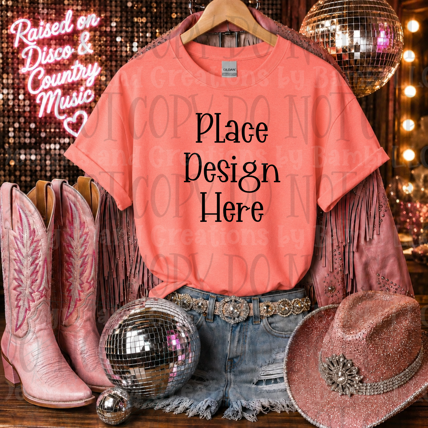 Pink Glam Western Apparel Mock Ups (Bella Canvas, Comfort Color, and Gildan Brand)