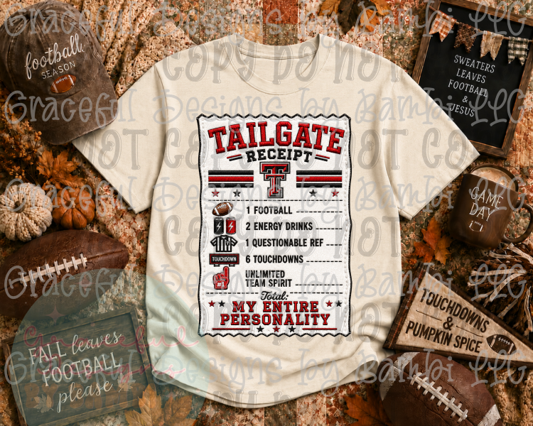 Faux Embroidery Tailgate Receipt College Collection