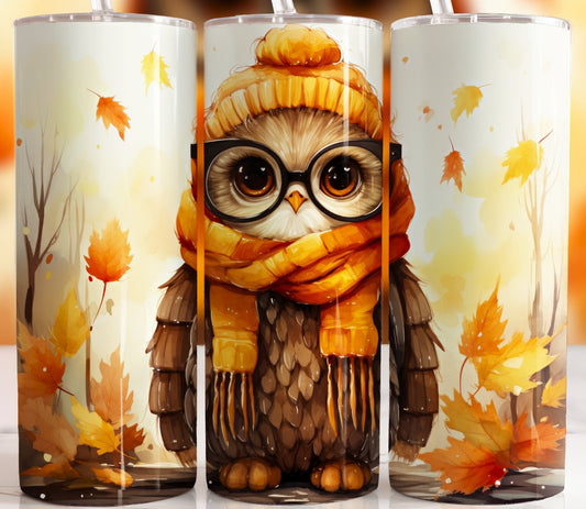 Fall Owl 20 oz Skinny Sublimation Tumbler