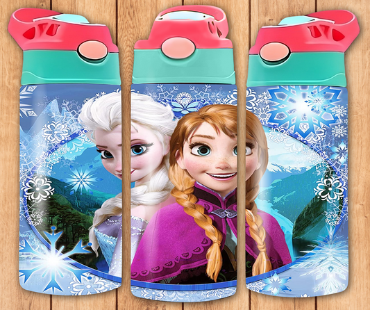 It's the Princess Sisters 12 oz Flip Top Sublimation Tumbler