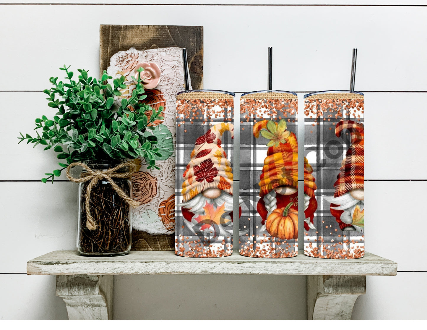 It's Fall and Gnomes 20 oz Skinny Sublimation Tumbler