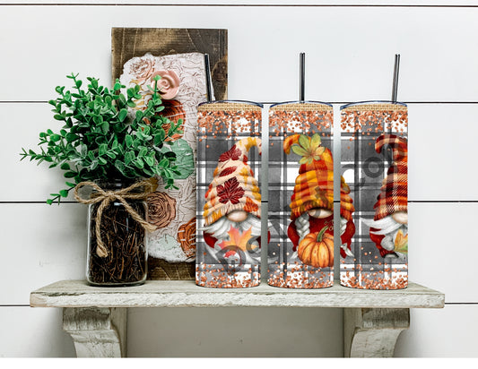 It's Fall and Gnomes 20 oz Skinny Sublimation Tumbler