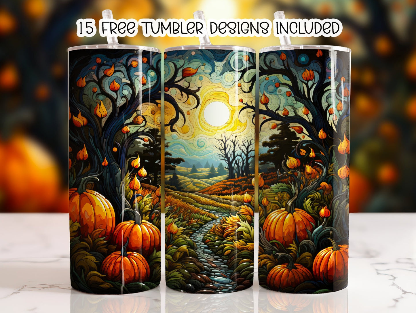 It's A Fall Pumpkin Night 20 oz Skinny Sublimation Tumbler