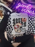 Football Faux Rhinestone Helmet Bow Stacked