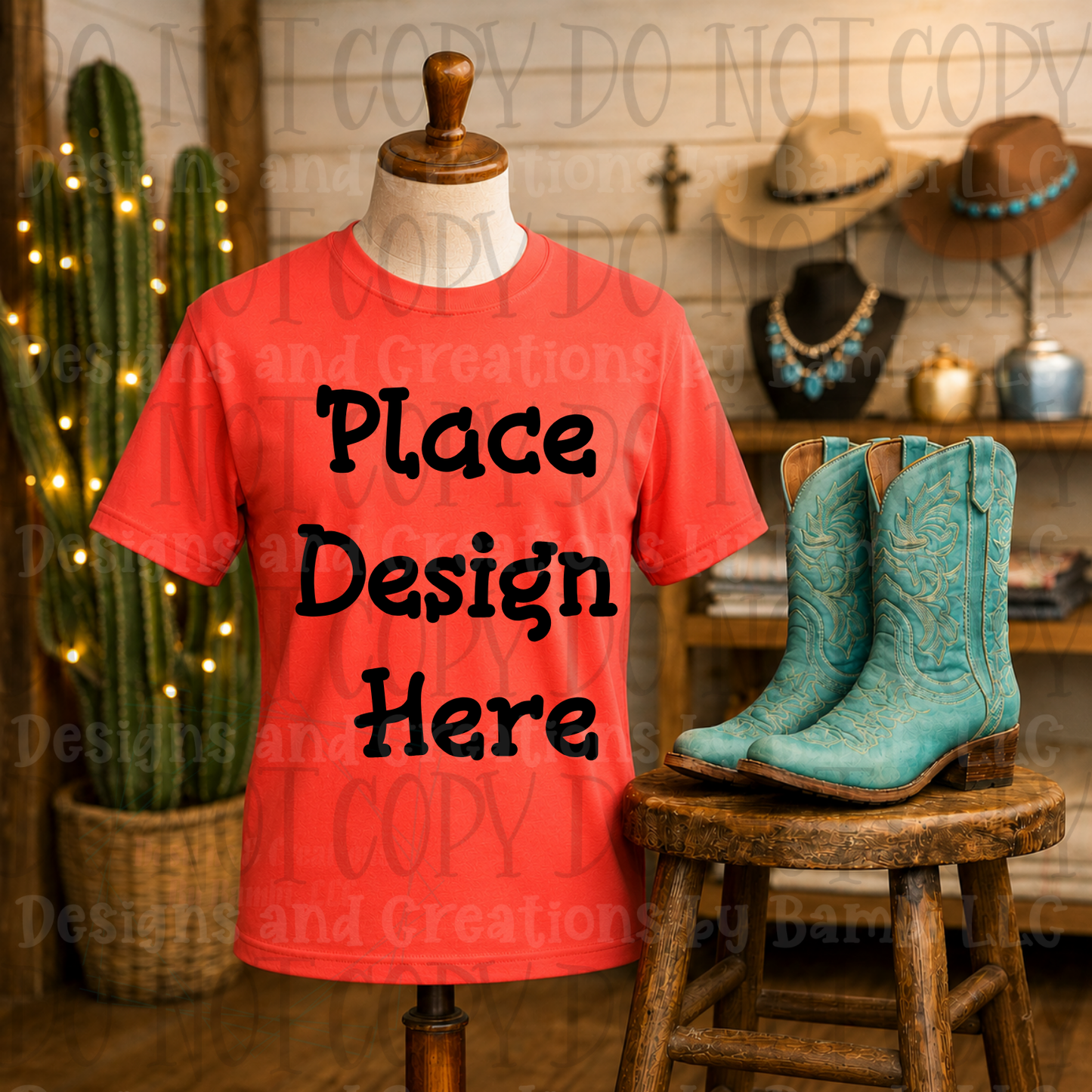 Variety of Western Style Themes and Scene Apparel Mock Ups (Various Brands)
