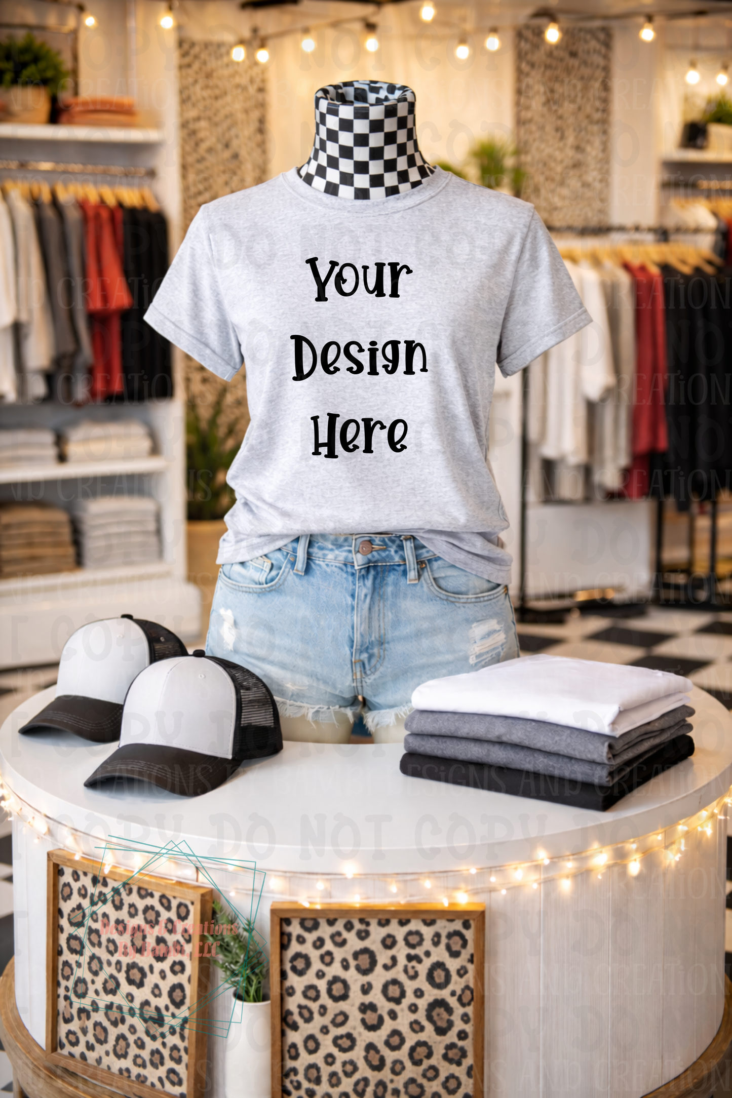 Boutique Checkered Style Tshirt Apparel Mock Ups