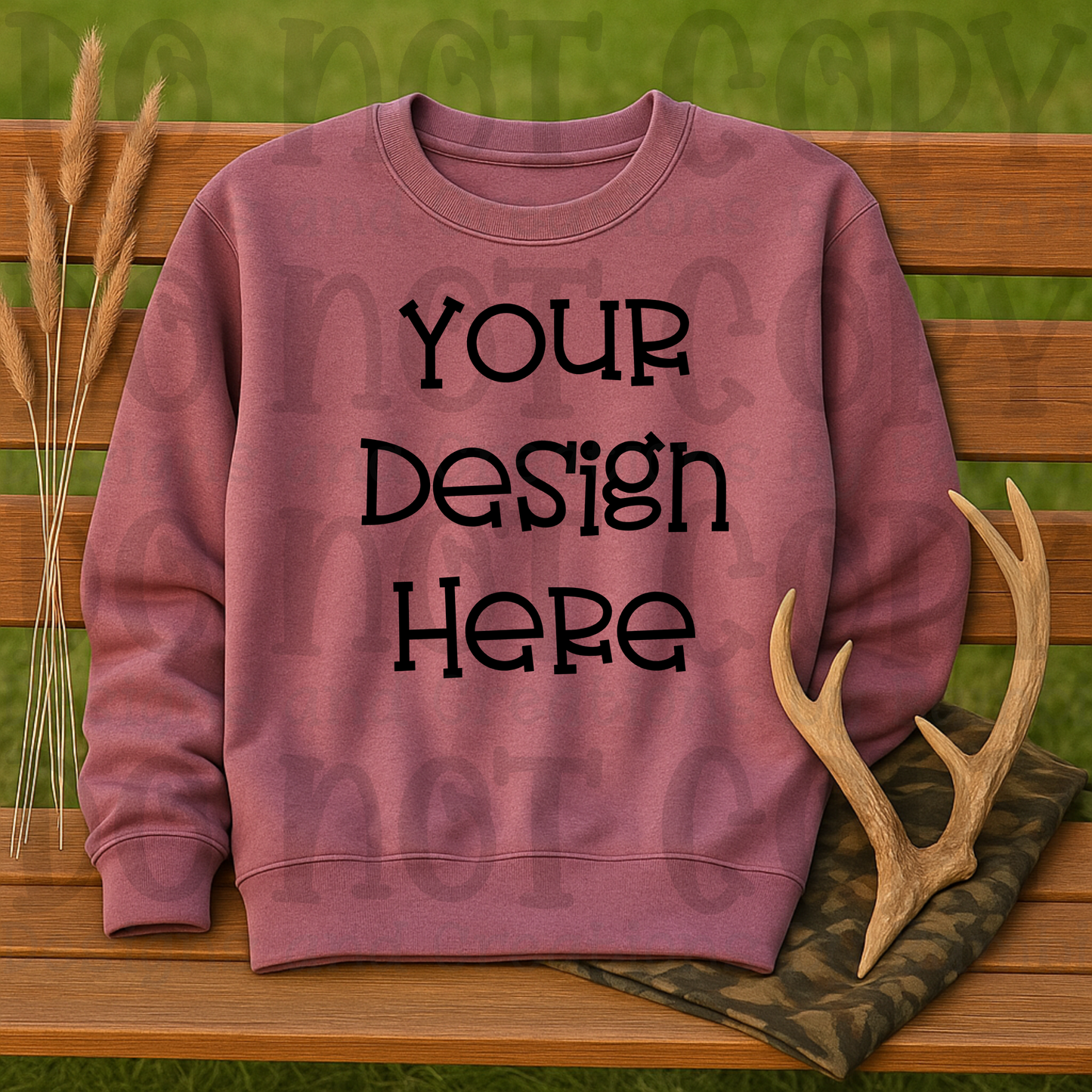 Hunting Rustic with Bench Sweatshirt Apparel Mock Ups