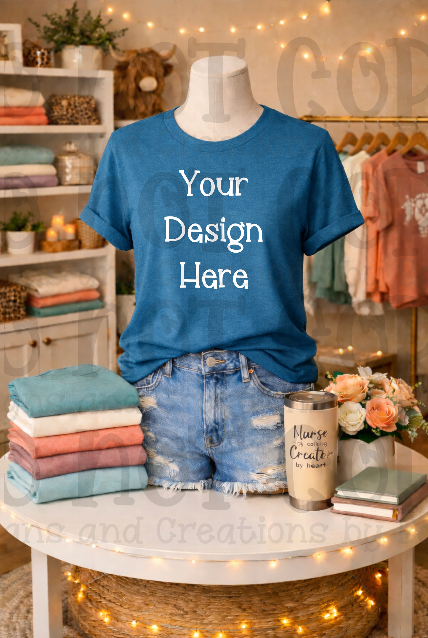 Boutique Mannequin Boho Themed Tshirt Apparel Mock Ups