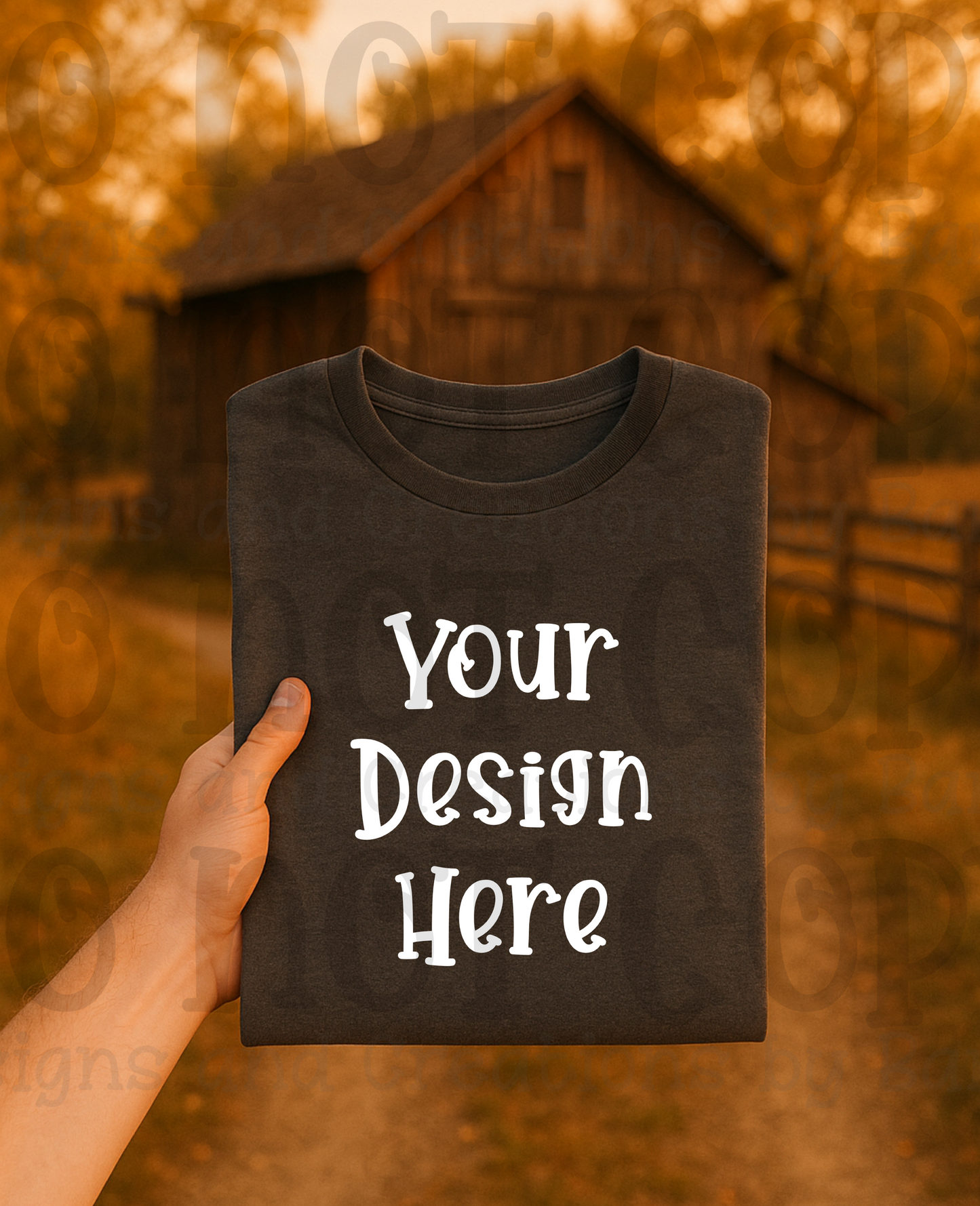 Rustic Barn Holding Folded Tshirt Apparel Mock Ups