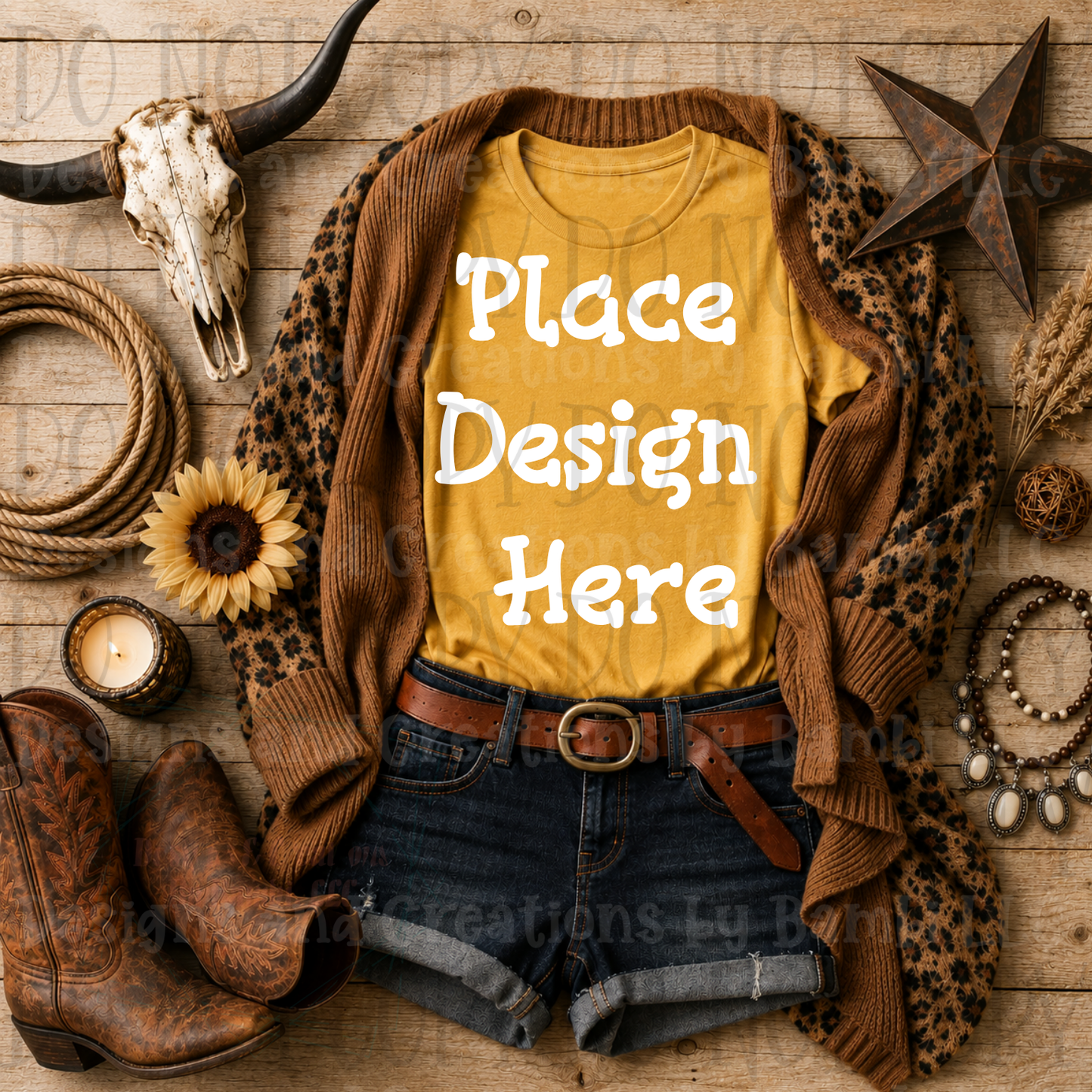 Variety of Western Style Themes and Scene Apparel Mock Ups (Various Brands)