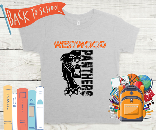 Westwood Panthers in Distressed Font