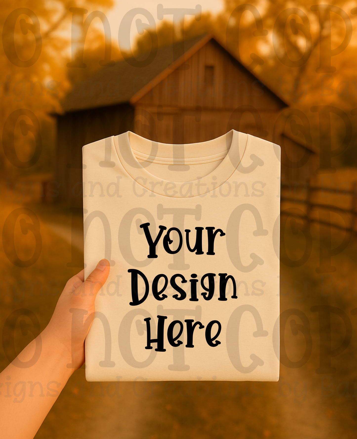 Rustic Barn Holding Folded Tshirt Apparel Mock Ups