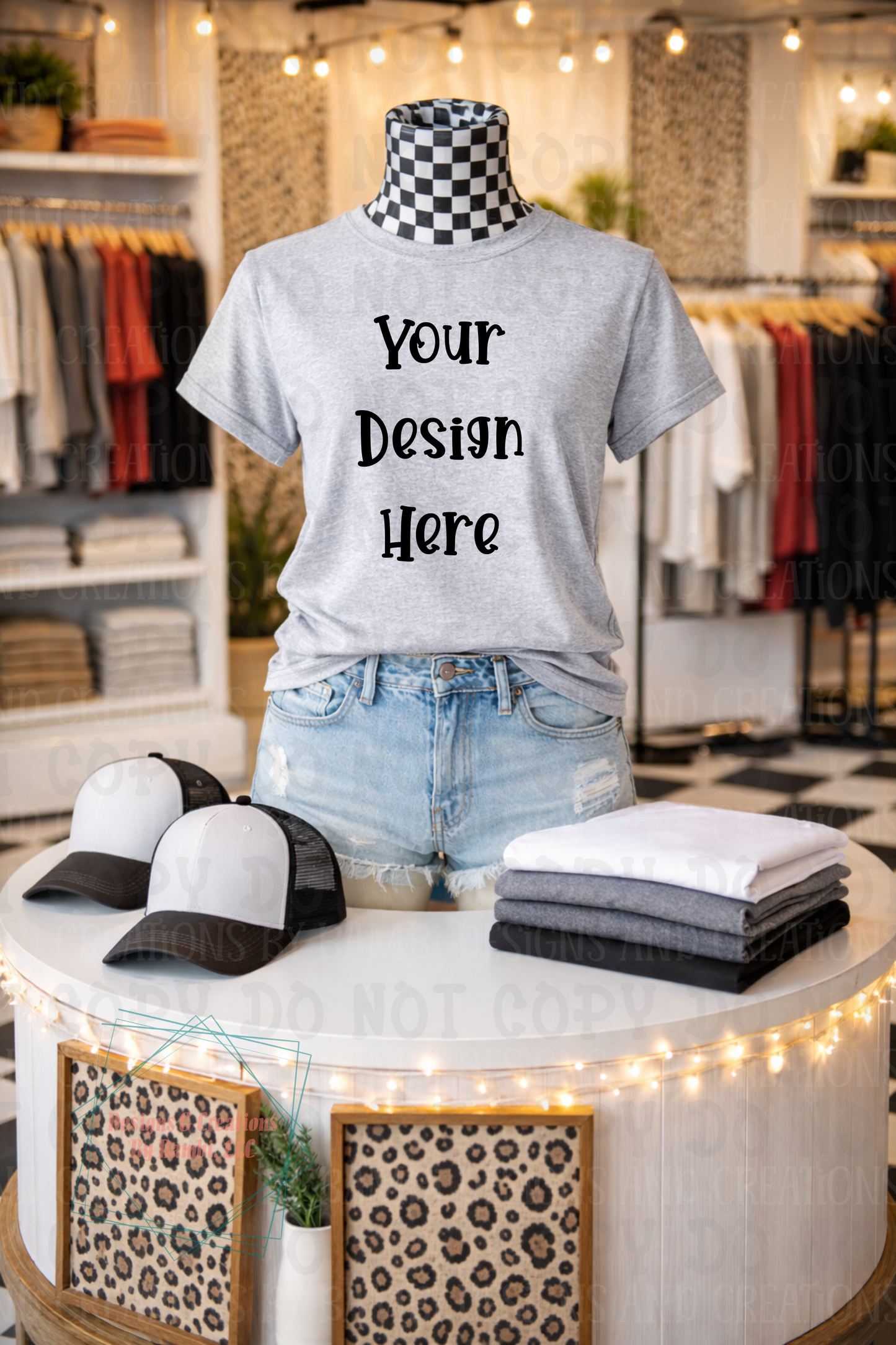 Boutique Checkered Style Tshirt Apparel Mock Ups
