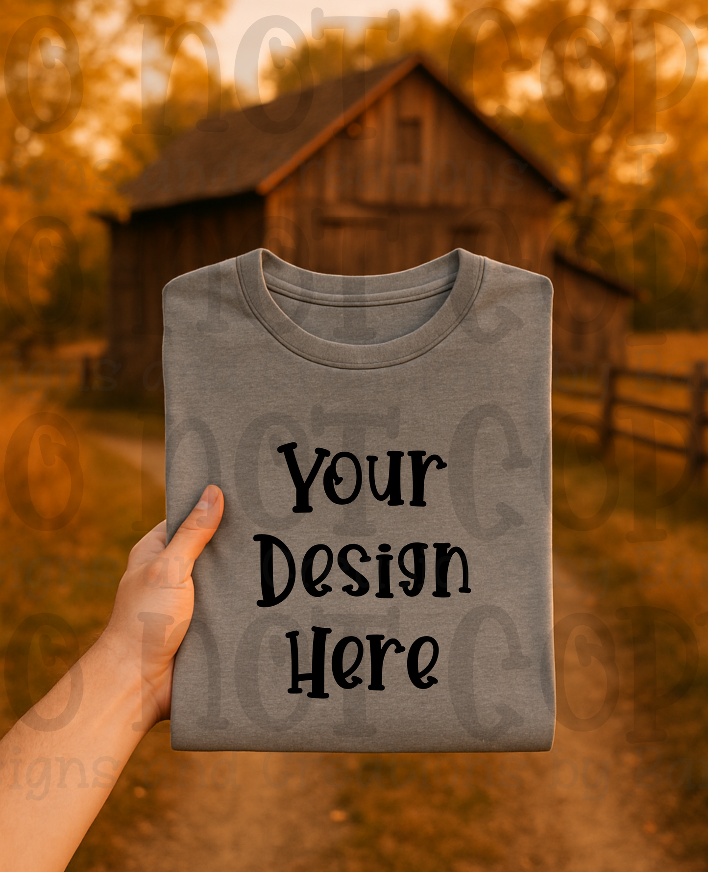 Rustic Barn Holding Folded Tshirt Apparel Mock Ups