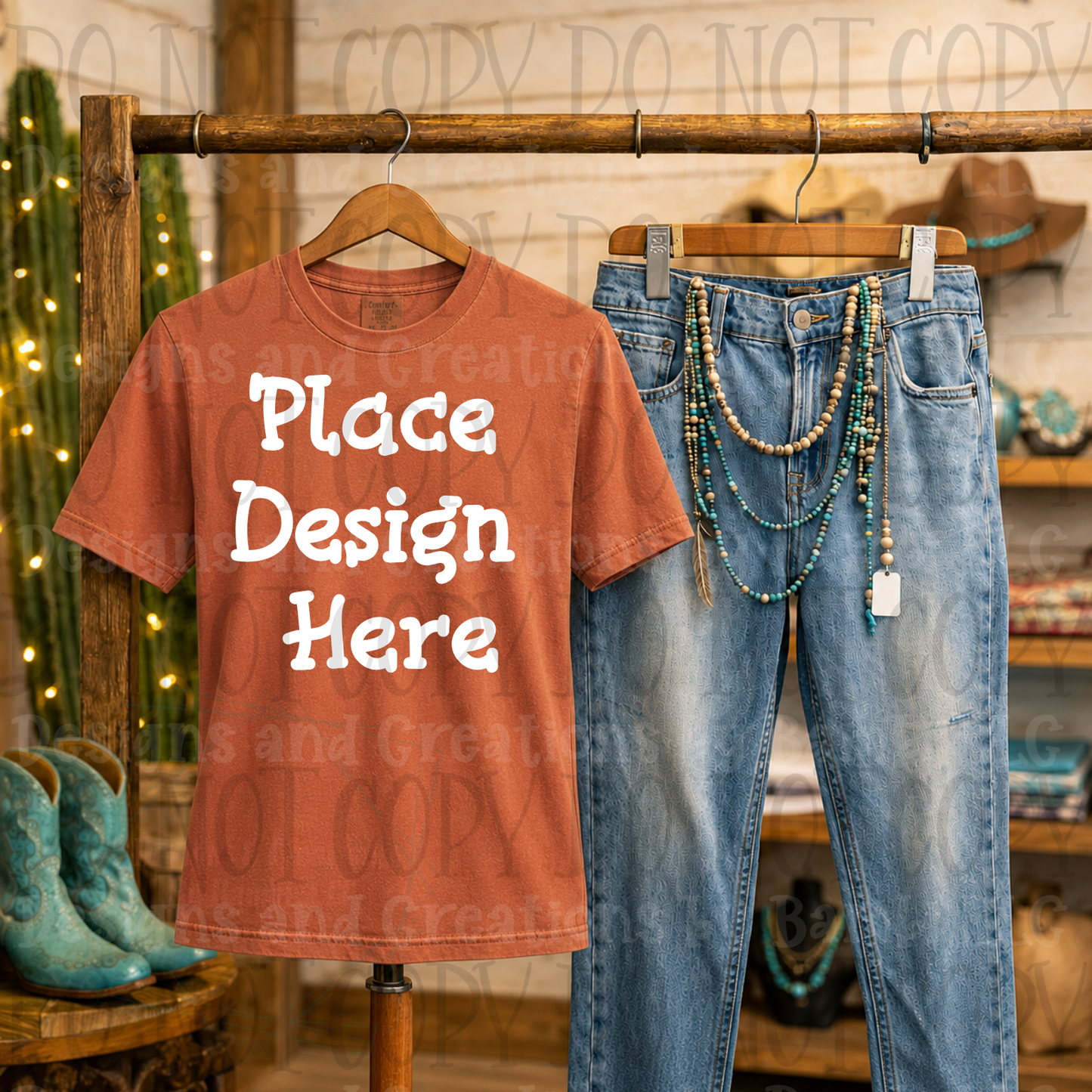 Variety of Western Style Themes and Scene Apparel Mock Ups (Various Brands)