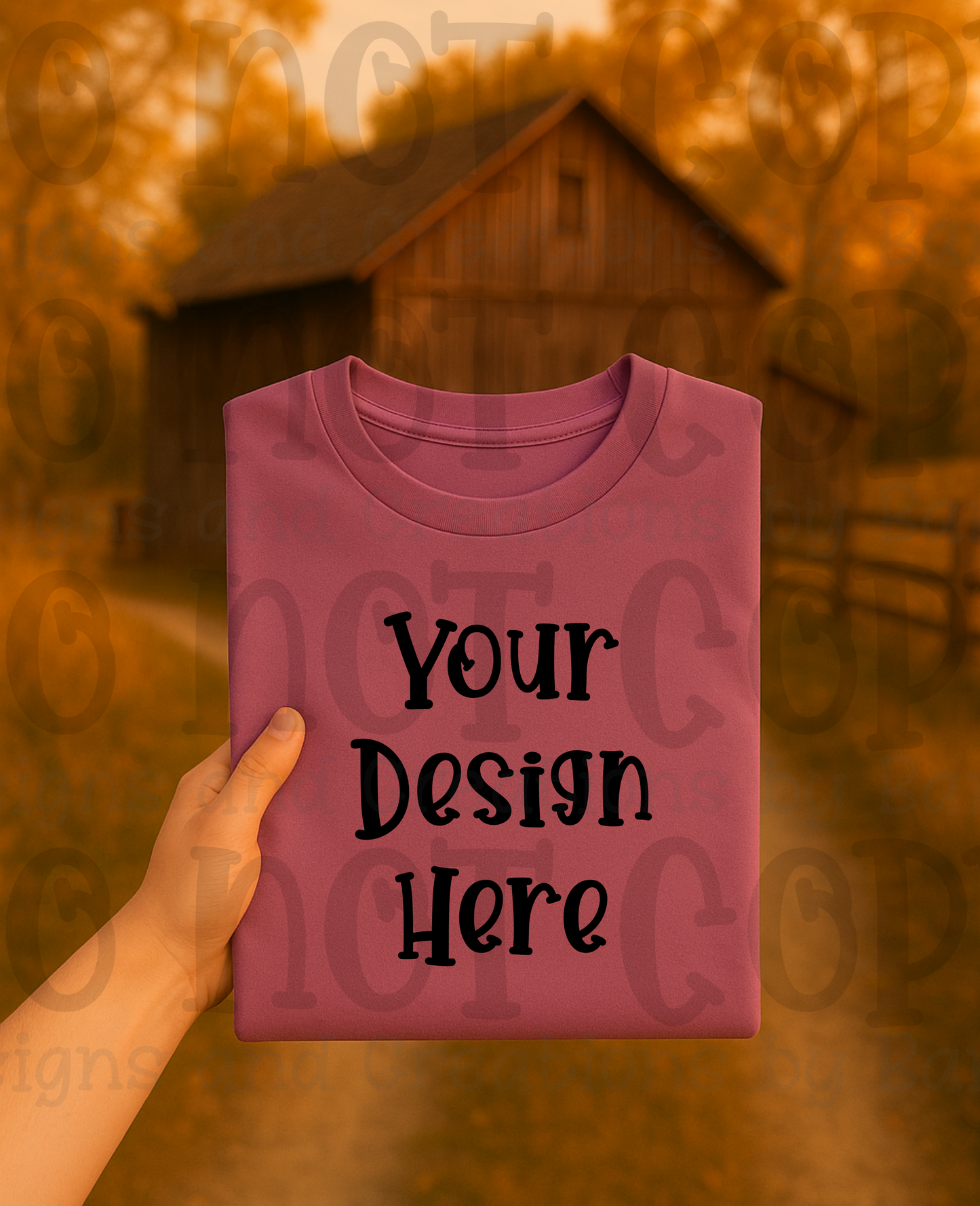 Rustic Barn Holding Folded Tshirt Apparel Mock Ups