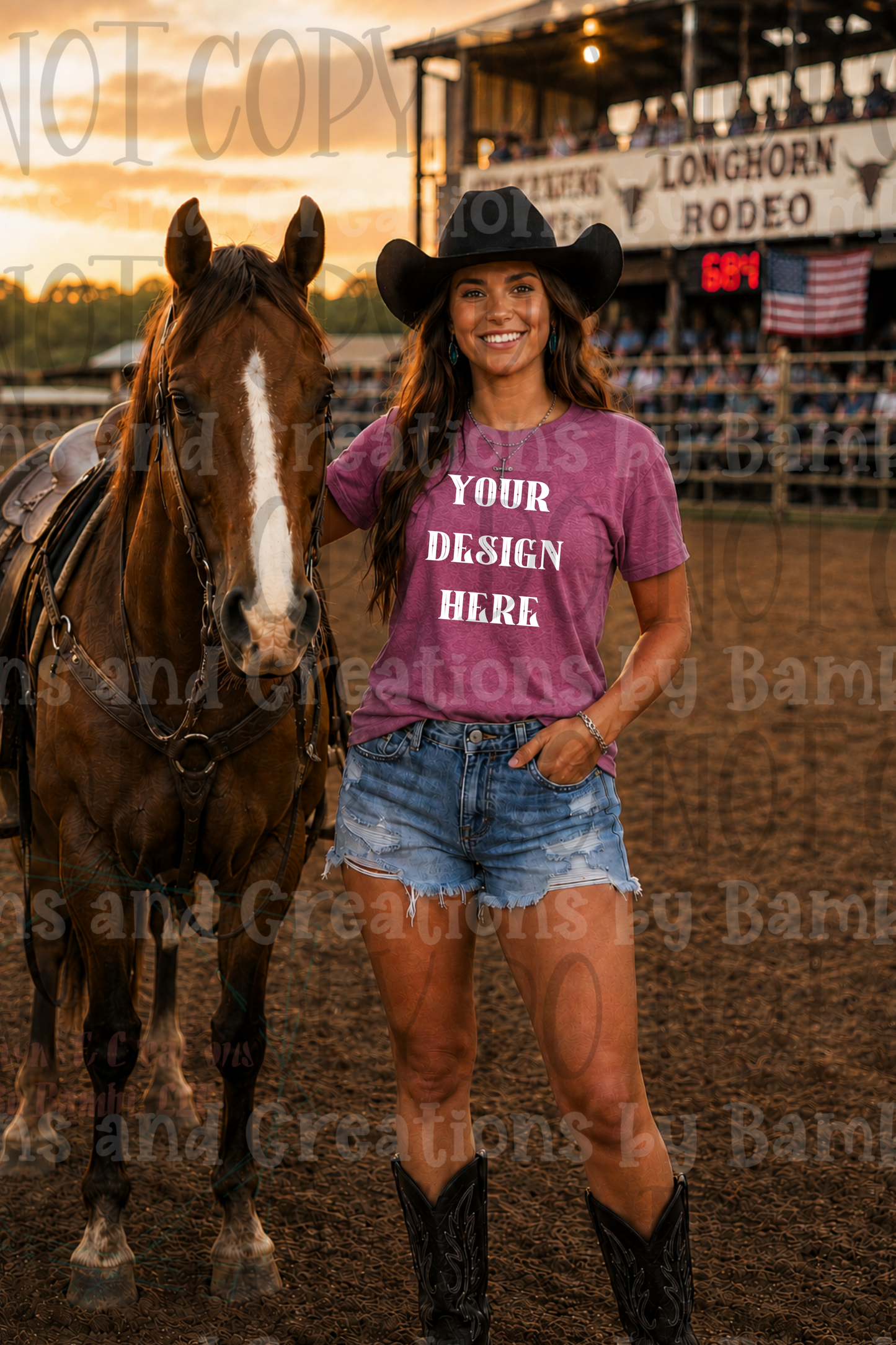 Variety of Rodeo Themed Apparel Mock Ups (Bella Canvas, Comfort Color, and Gildan Brand)