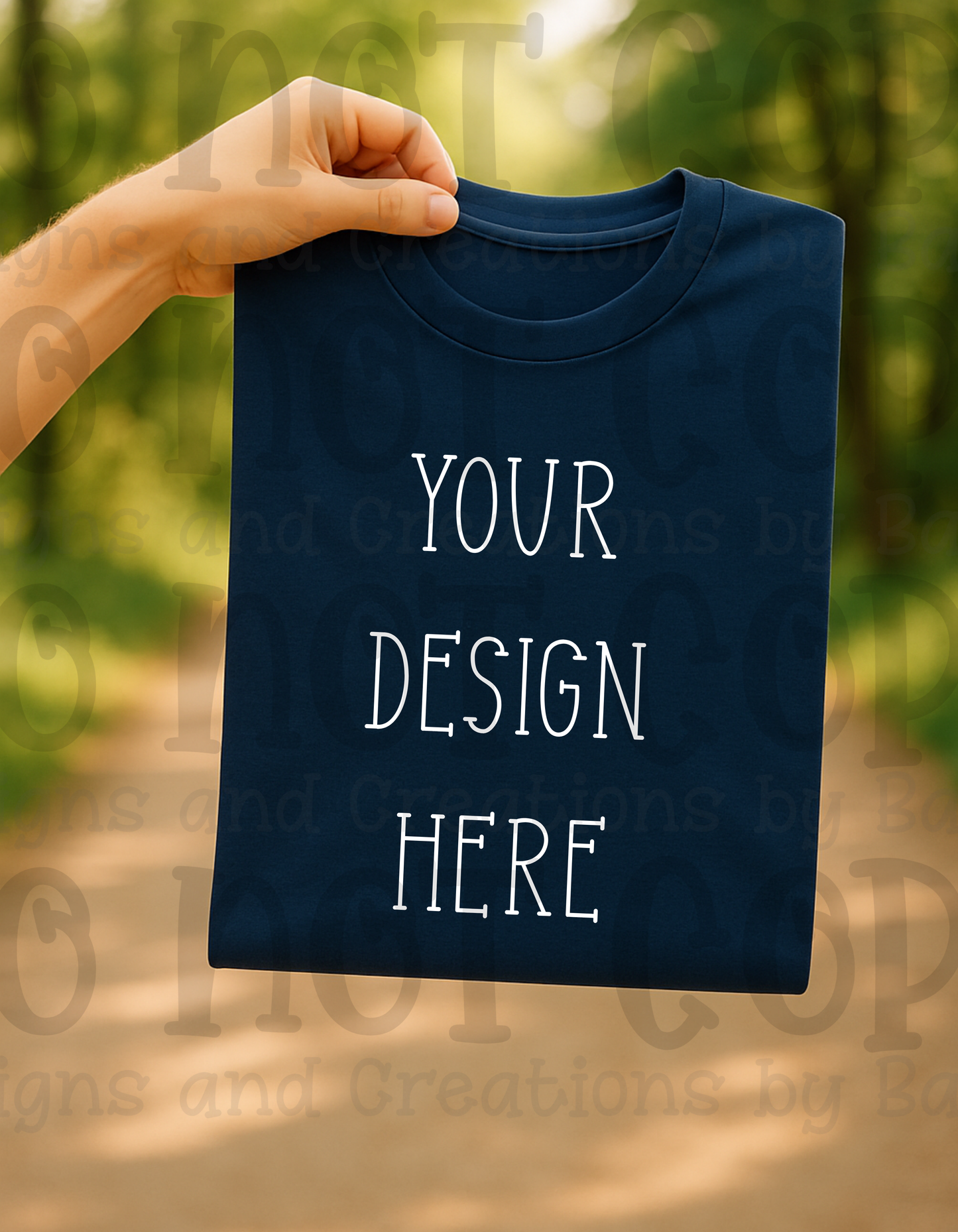Lifestyle with Road Holding Folded Tshirt Apparel Mock Ups