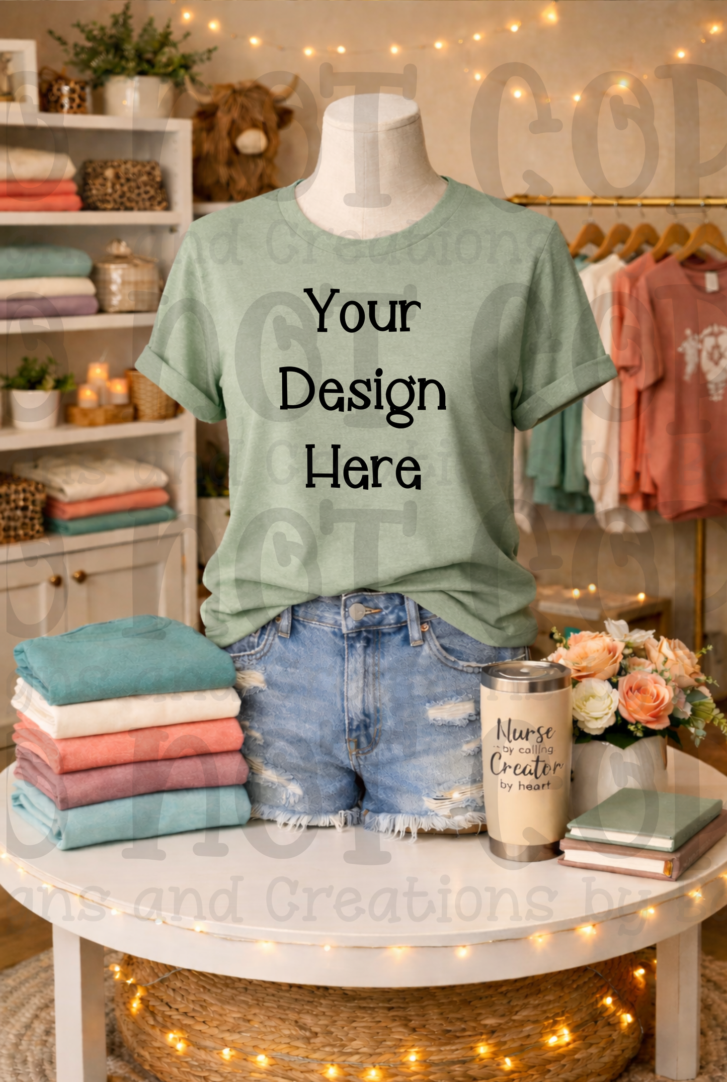 Boutique Mannequin Boho Themed Tshirt Apparel Mock Ups