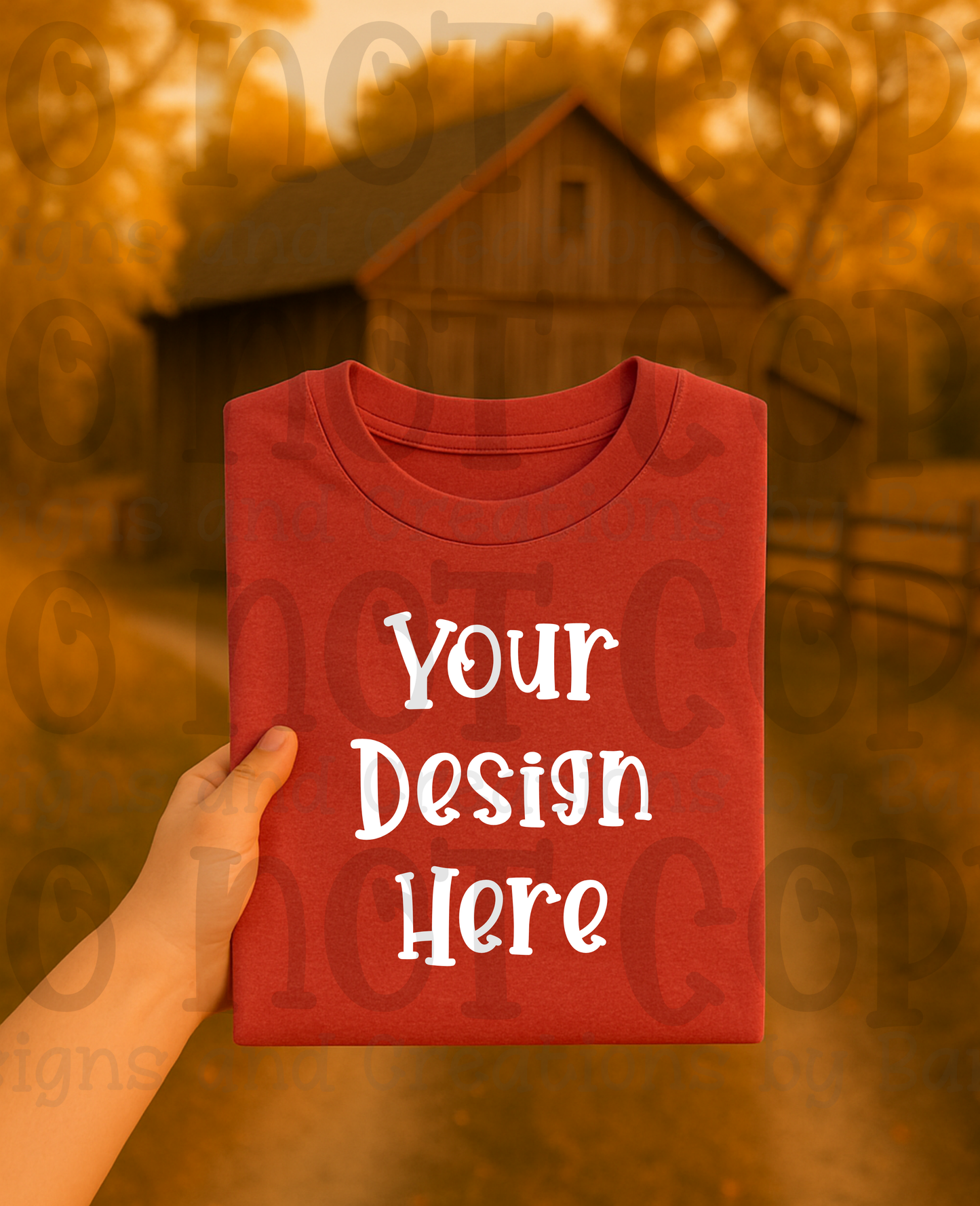 Rustic Barn Holding Folded Tshirt Apparel Mock Ups