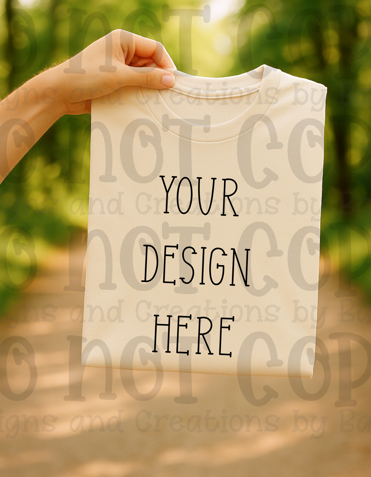 Lifestyle with Road Holding Folded Tshirt Apparel Mock Ups
