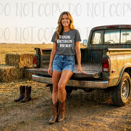 Western Mama with Truck Apparel Mock Ups (Bella Canvas and Gildan Brands)