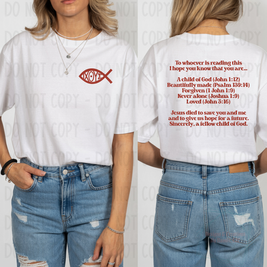 A Child of God Red Font (Pocket/Back)