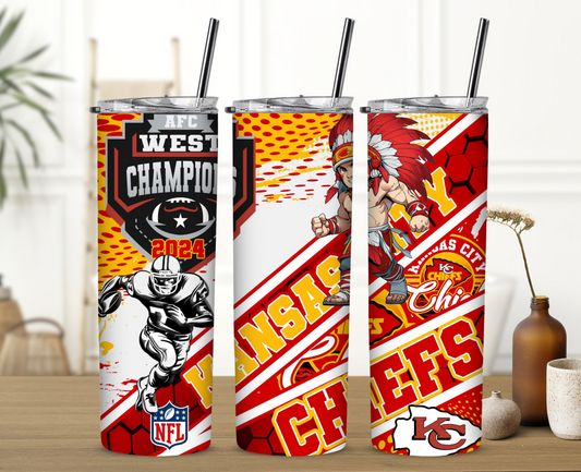 AFC West Champions Chiefs 20 oz Skinny Sublimation Tumbler