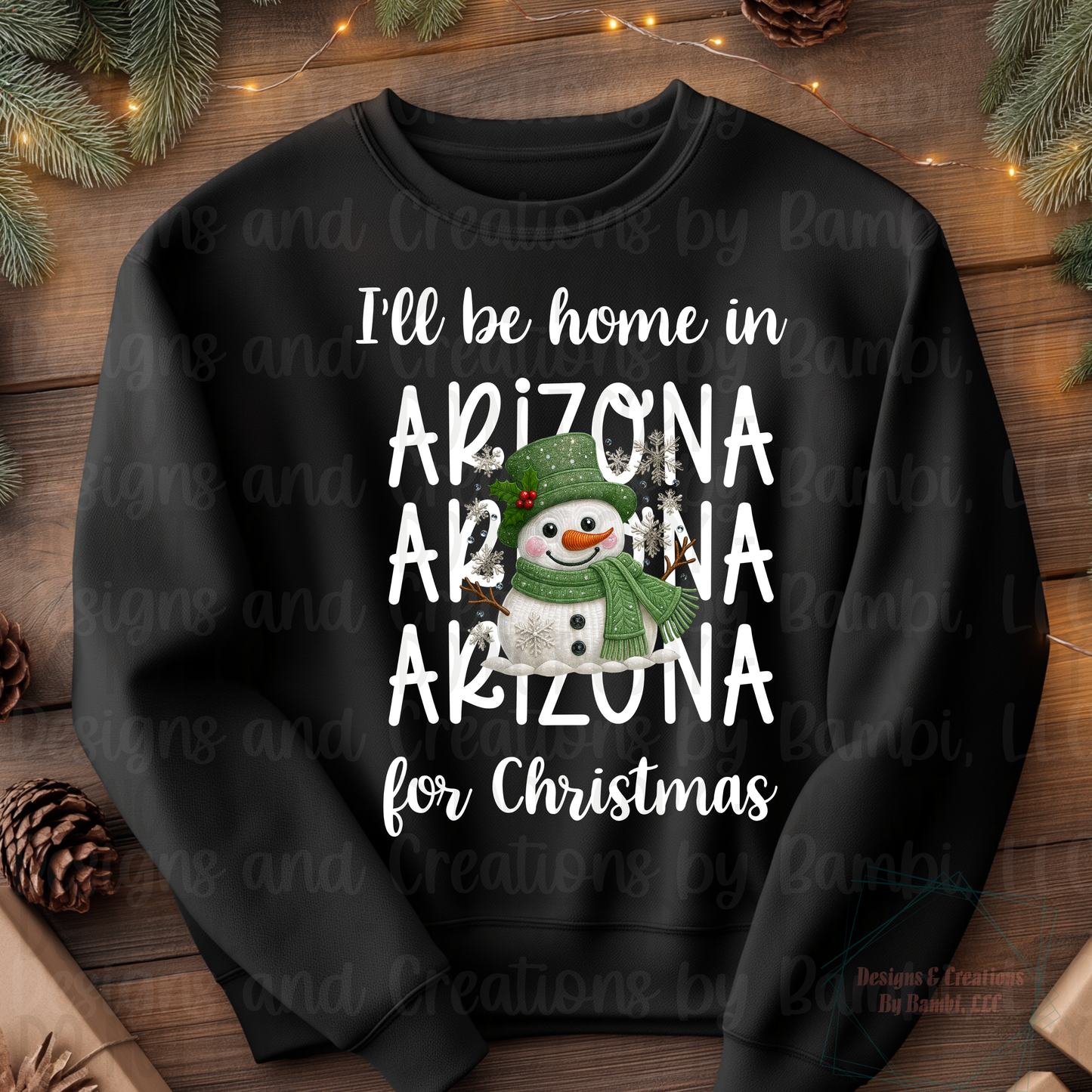I'll Be Home In States Sage Snowman with White Font Digital Bundle