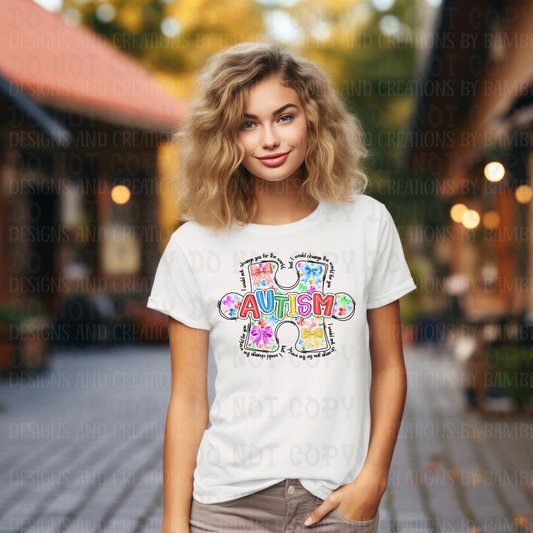 AUTISM with Puzzle Piece and Black Font Outline