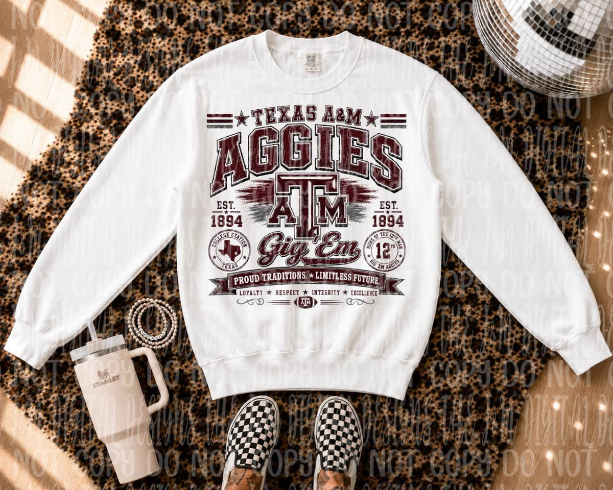 Faux Embroidery Aggies Proud Traditions
