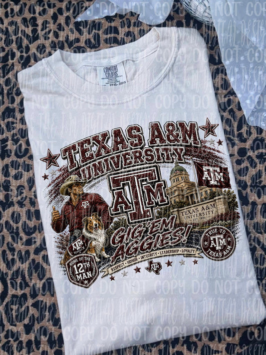 Faux Bling Aggie University with Stadium