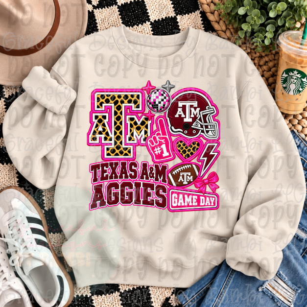 Faux Embroidered Leopard Team Letter with Helmet Football Collection