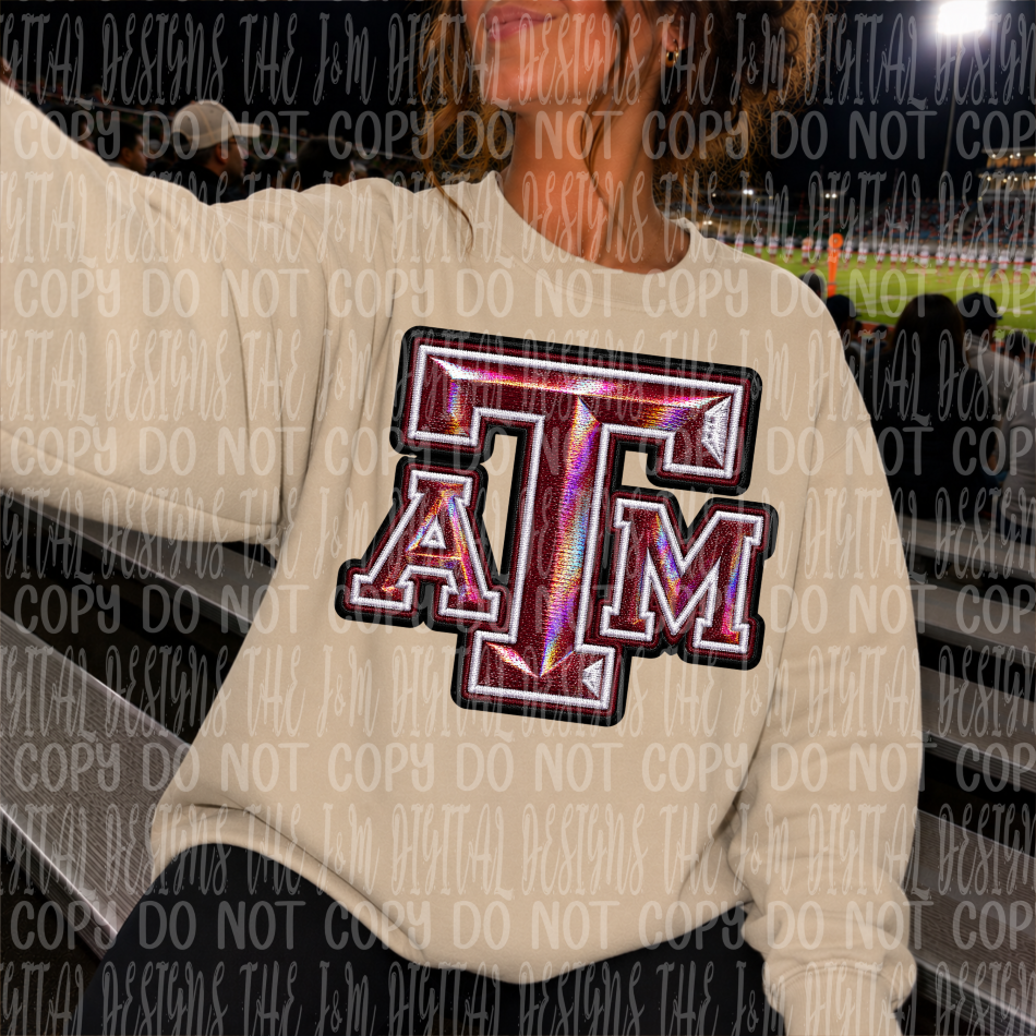 Faux Holographic Mascot Logo College Collection