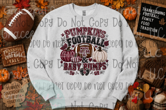 Faux Embroidery/Sequin Fall Football and Baby Bumps Collection