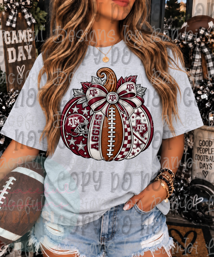 Faux Embroidery Football Pumpkin Collection
