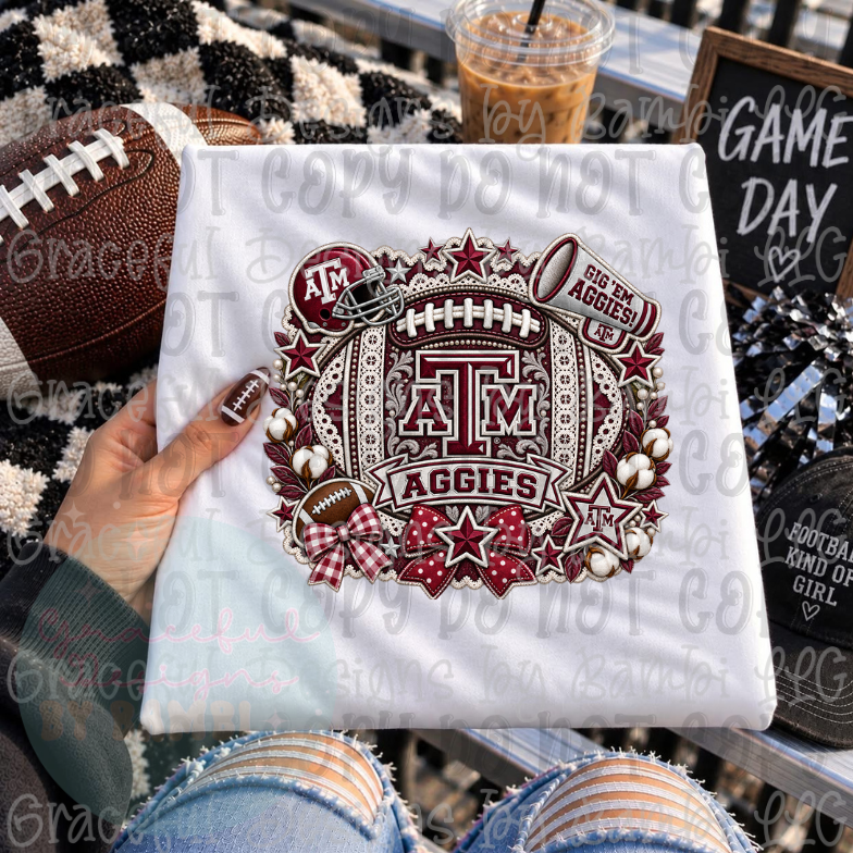Faux Embroidery Christmas with Megaphone Football Collection