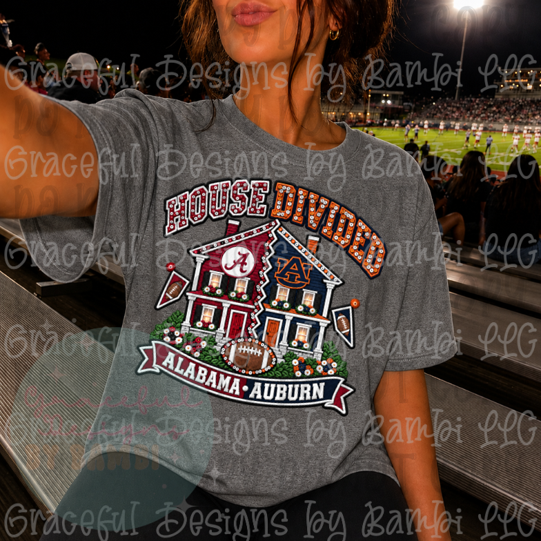 Faux Embroidery House Divided Football Collection