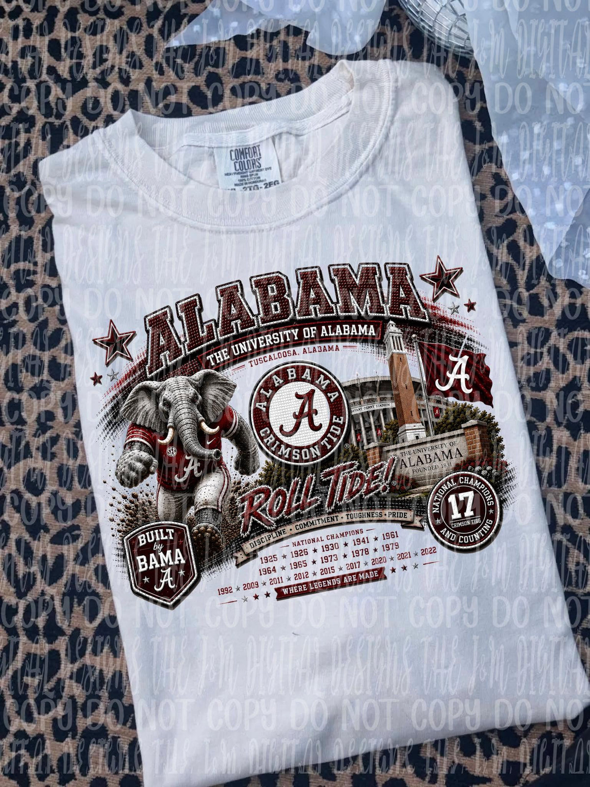 Faux Embroidery/Bling Roll Tide with Stadium