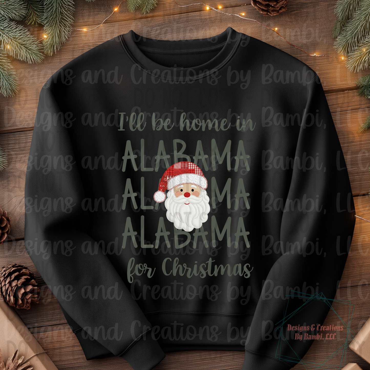 I'll Be Home in States Santa Face with Sage Green Font Digital Bundle